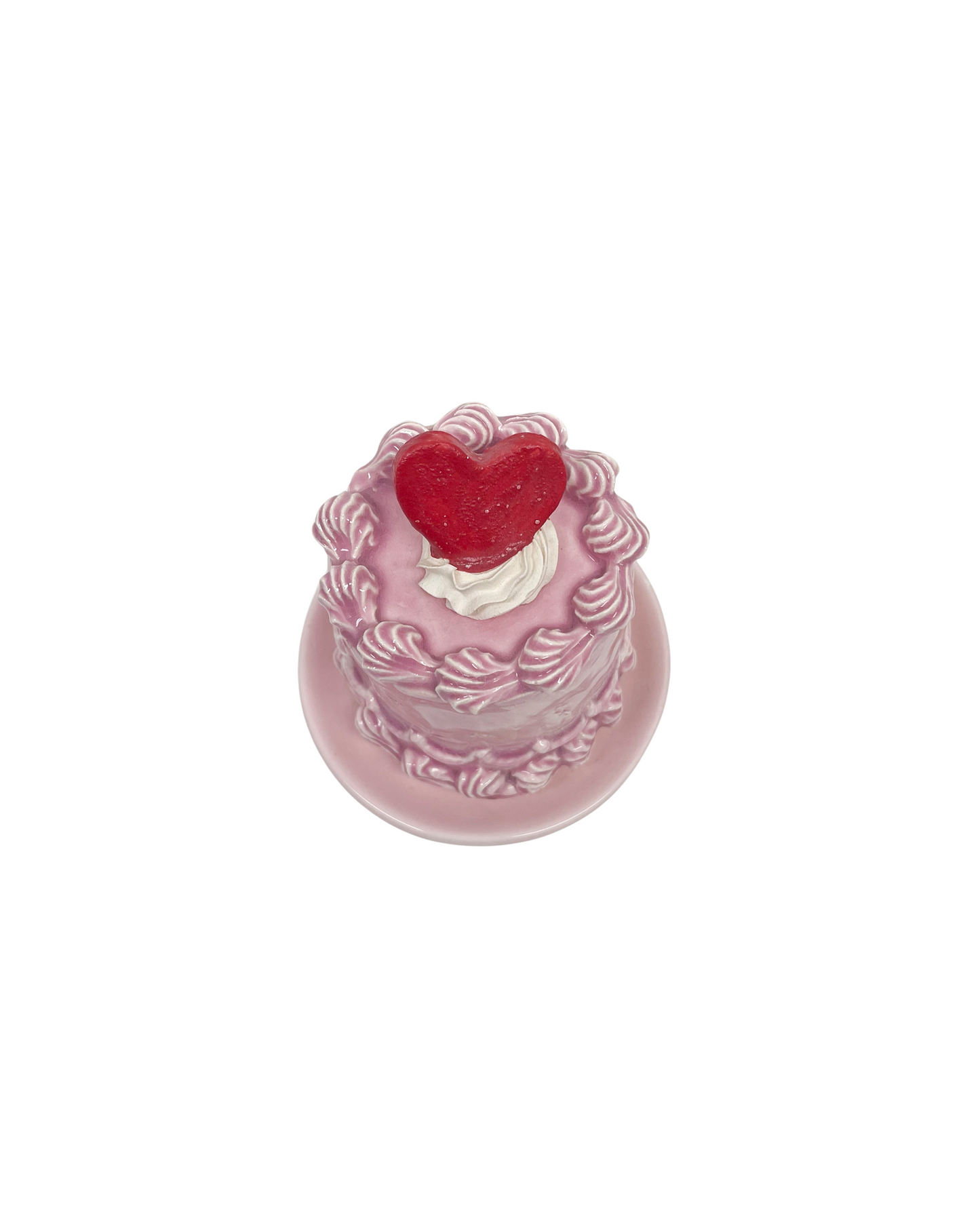 Heart Topped Pink Cake On Pedestal 6