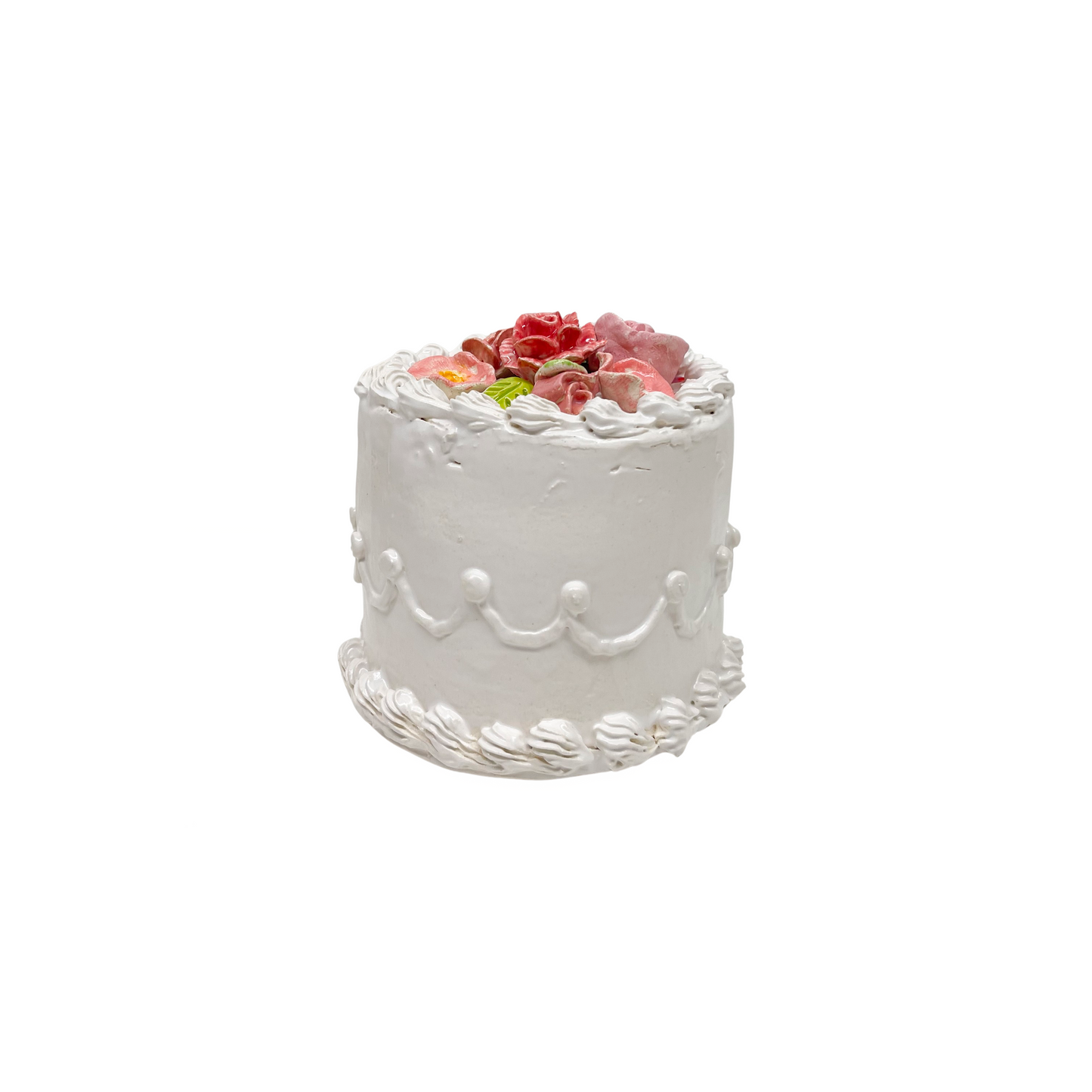 Petite White Cake With Flowers 10