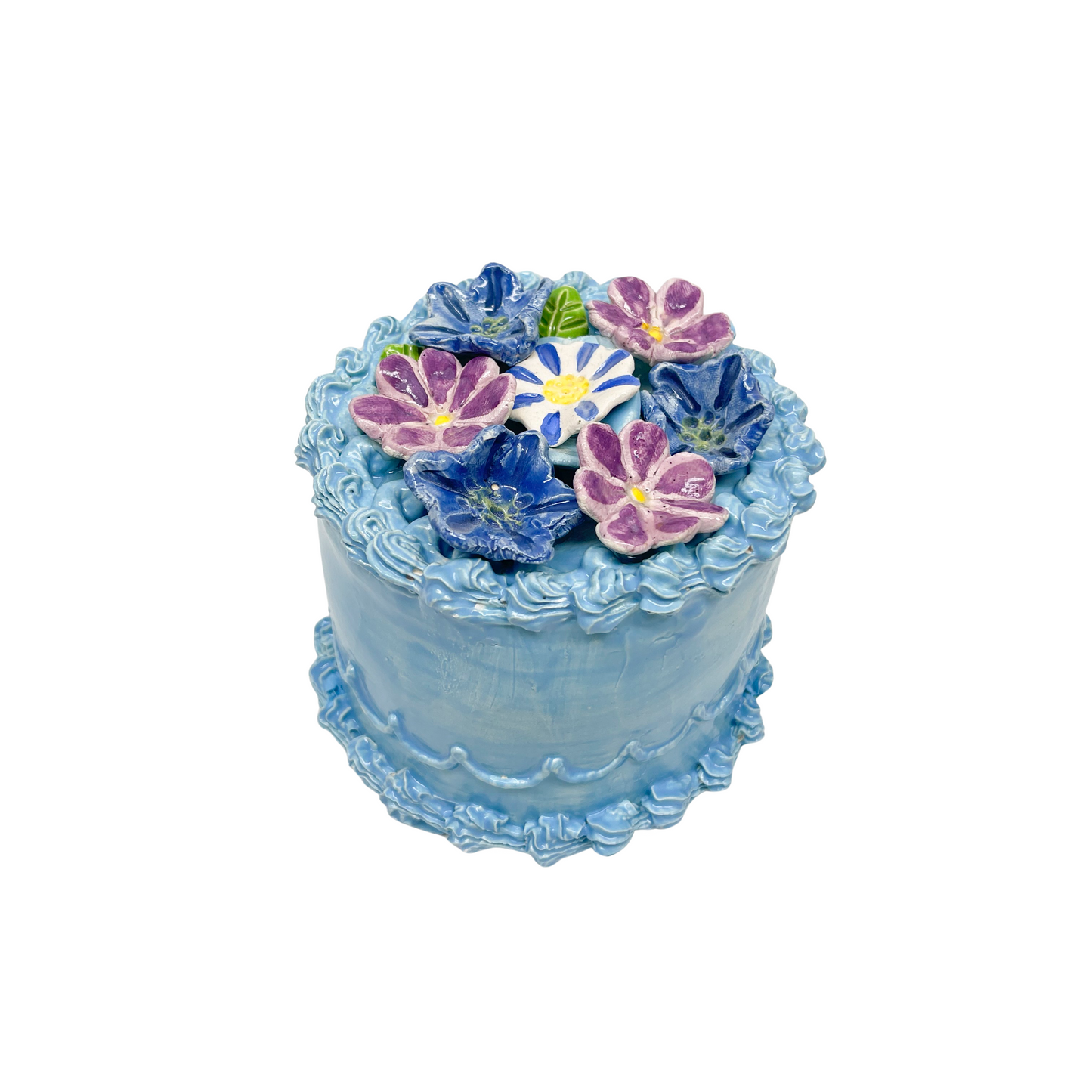 Blue Cake With Multi Flowers 8