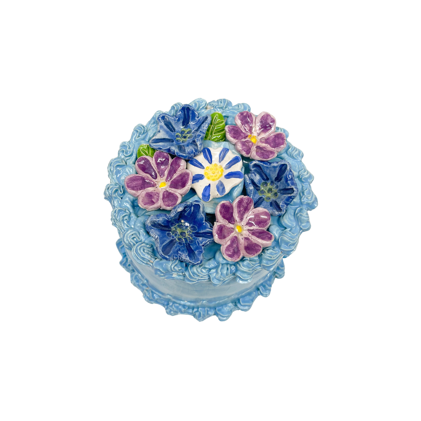 Blue Cake With Multi Flowers 8