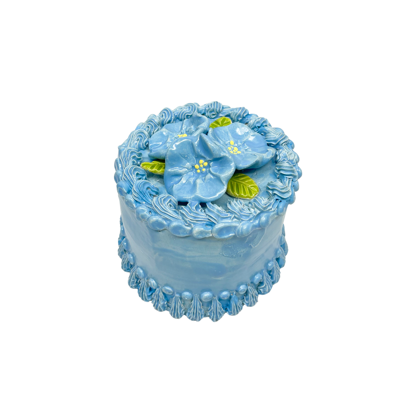 Blue Cake With Blue Flowers 8