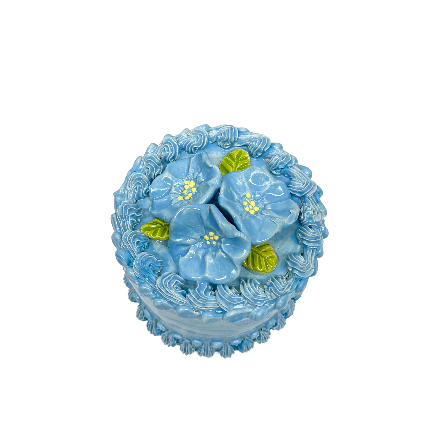 Blue Cake With Blue Flowers 8