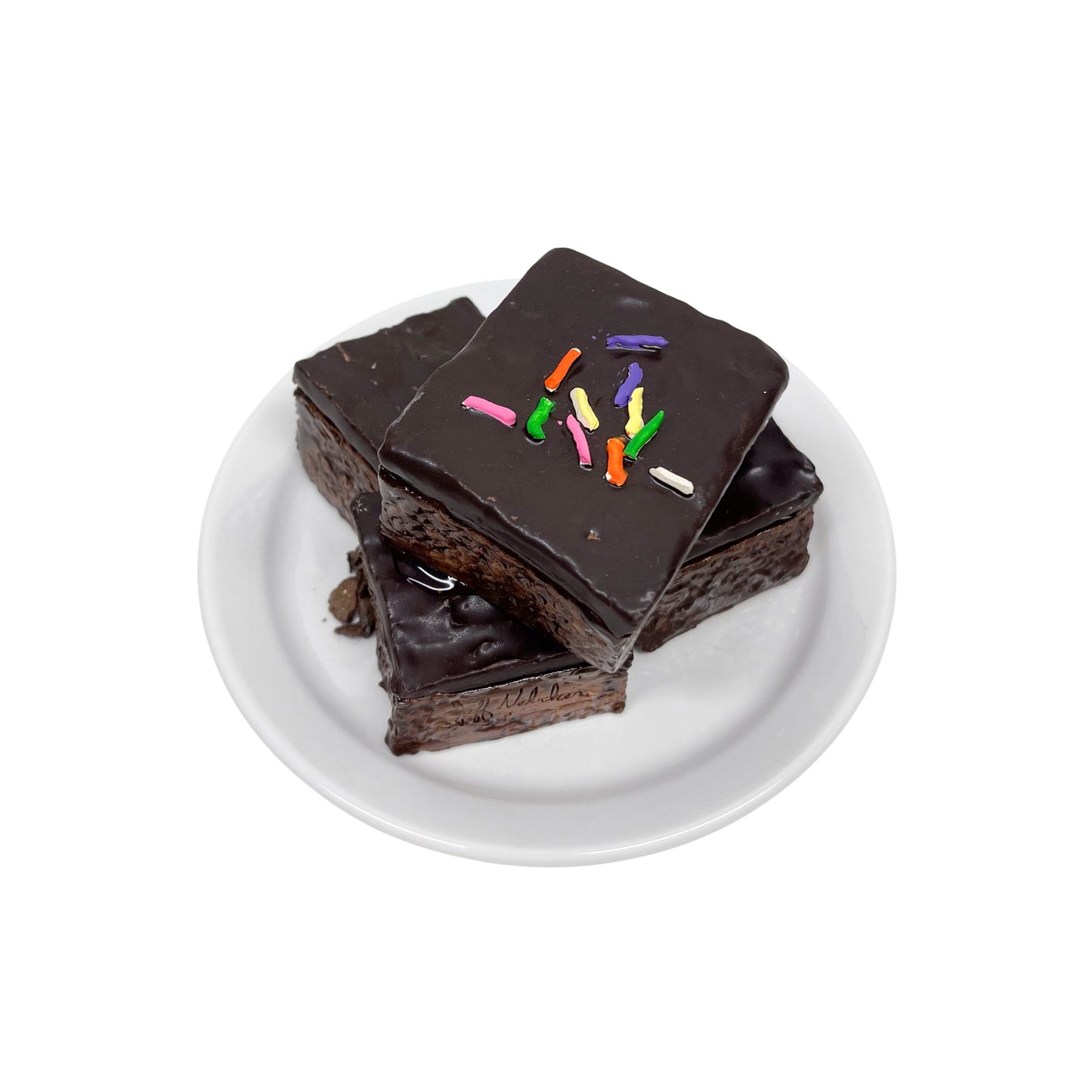 Four Plated Brownies with Sprinkles 8