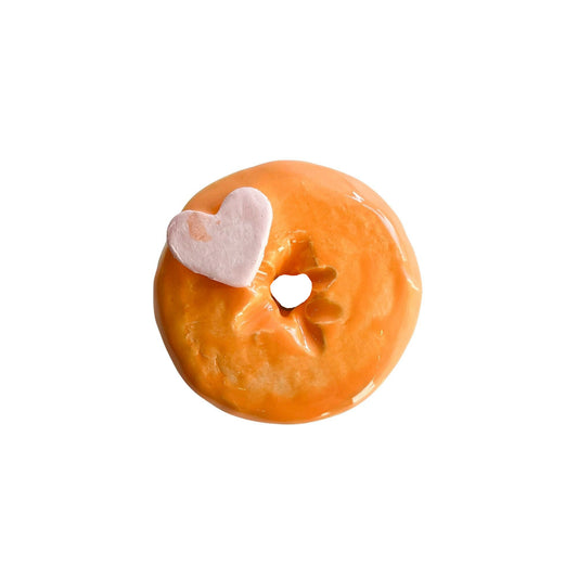 Orange Donut With Pink Conversation Heart (Day Old)