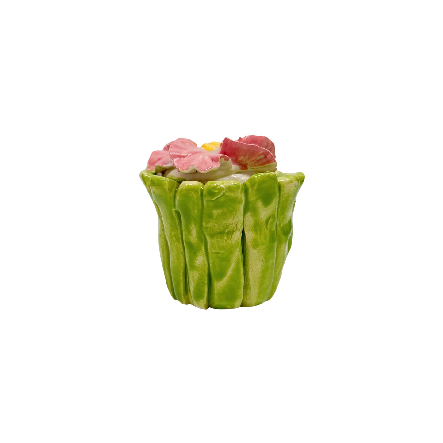 Green Cupcake With Hibiscus