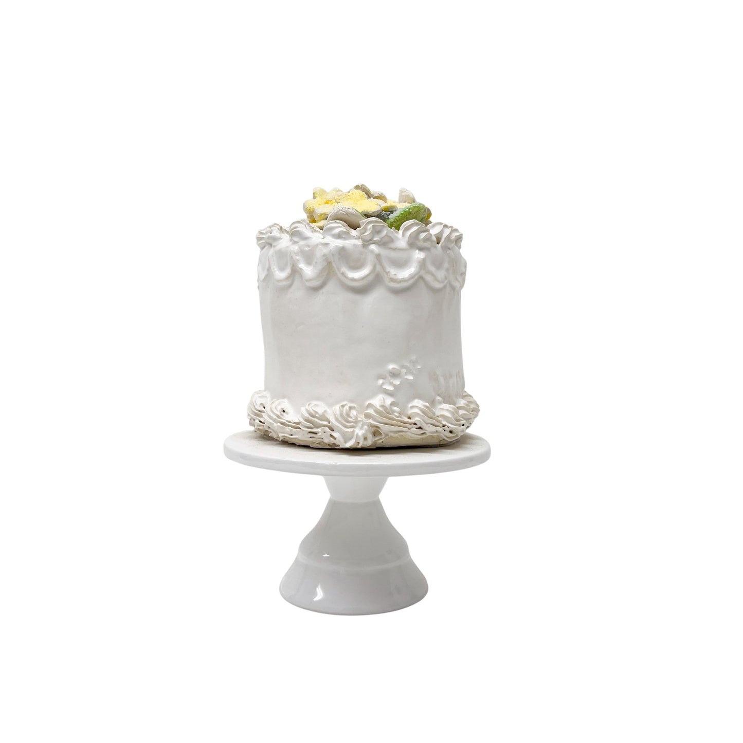 Petite Vanilla Cake with Yellow Flowers on Pedestal 67