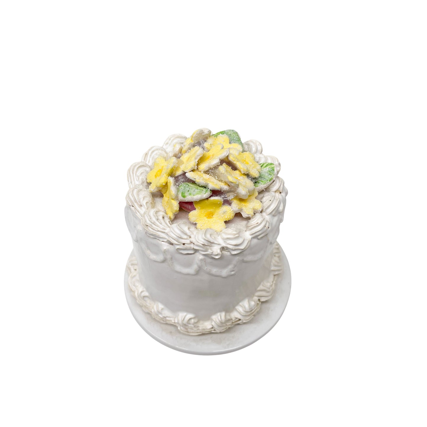 Petite Vanilla Cake with Yellow Flowers on Pedestal 67