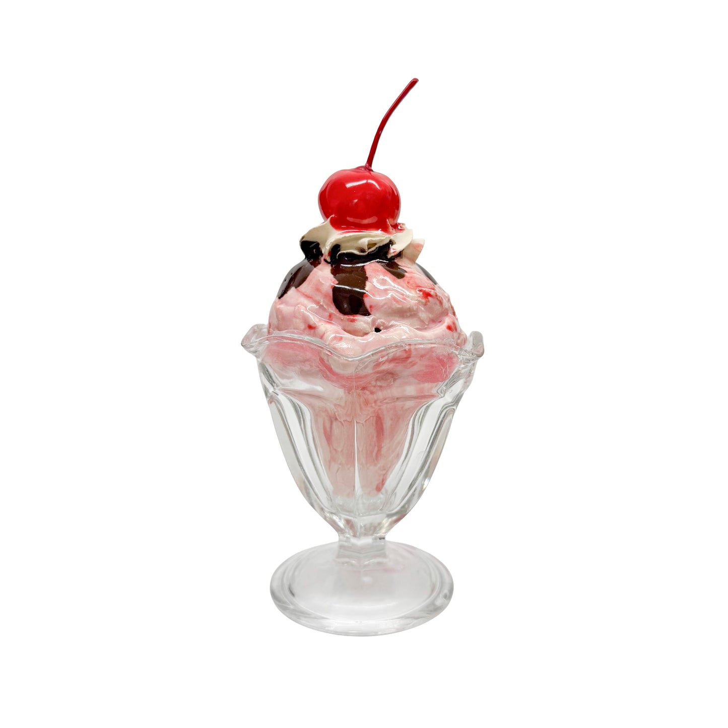 Single Scoop Strawberry Sundae With Chocolate