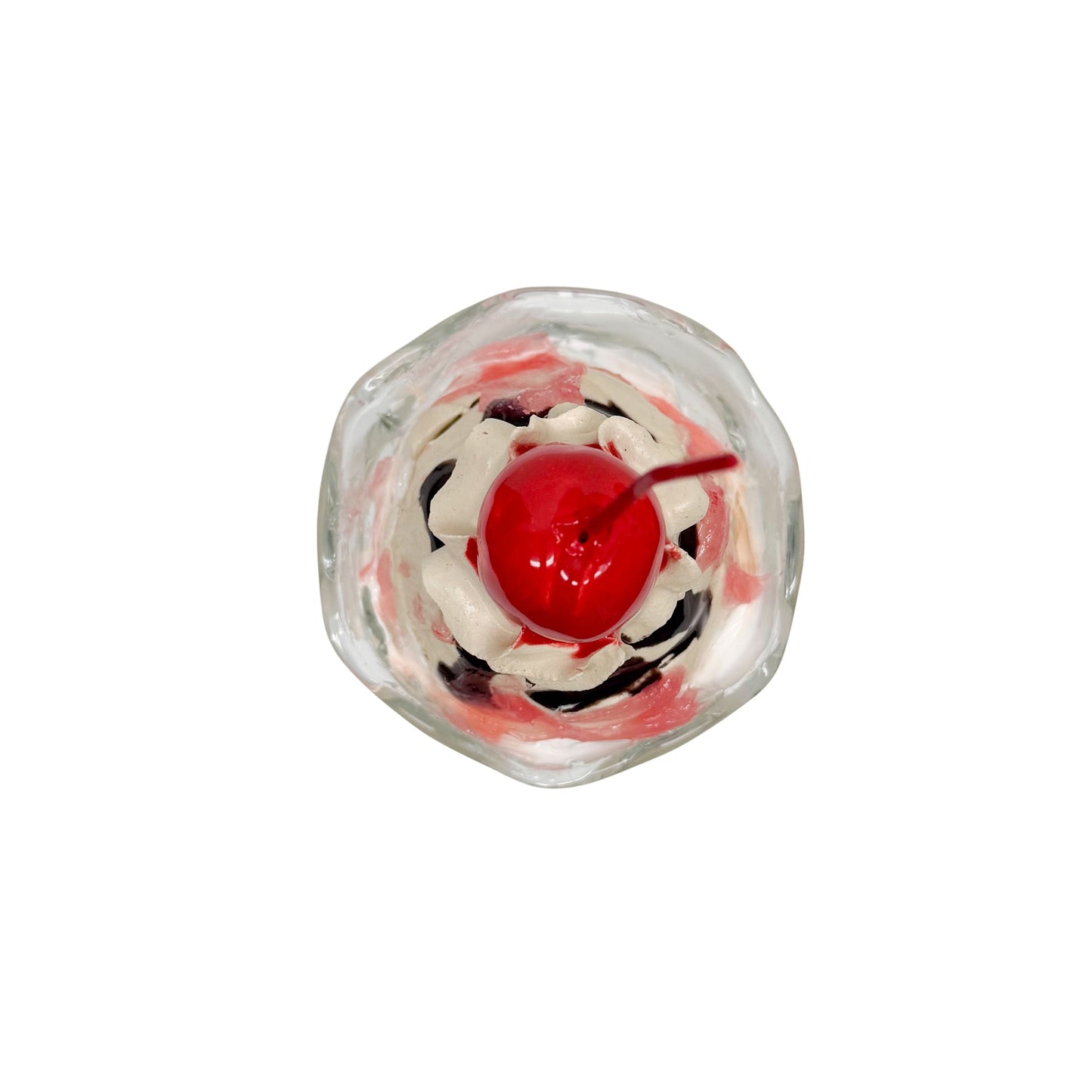 Single Scoop Vanilla Sundae With Chocolate And Cherry