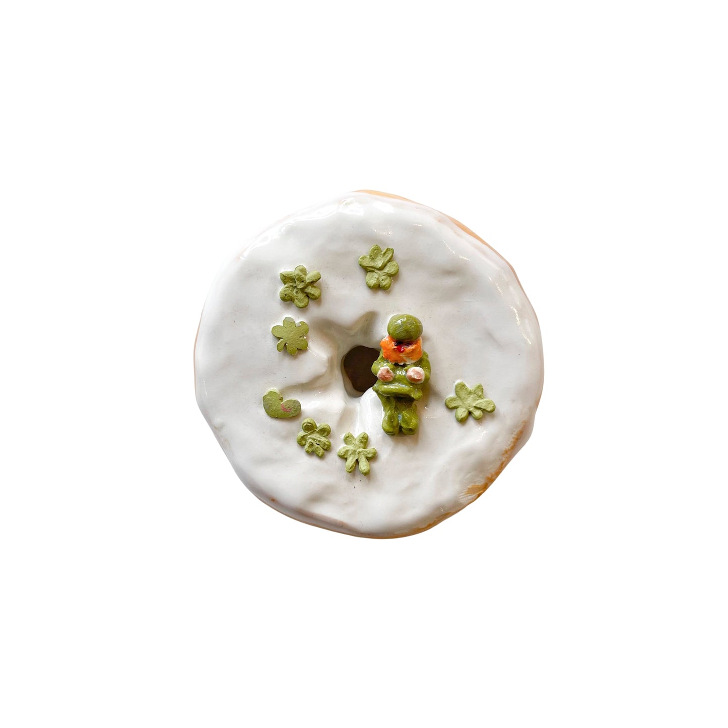 Vanilla Donut With Leprechaun And Clovers #4 (Day Old)