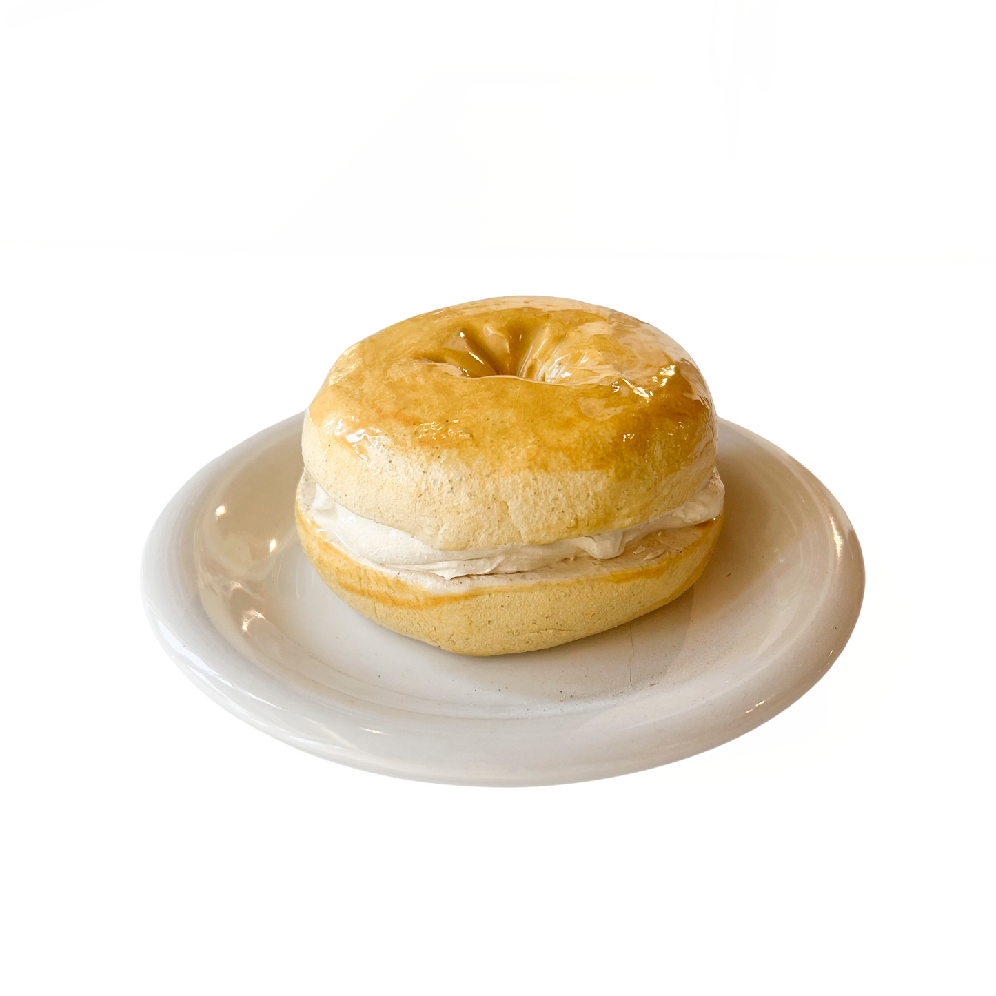 Plated Plain Bagel With Cream Cheese