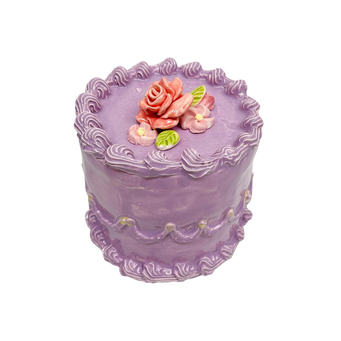 Lavender Cake With Swags And Flowers 10
