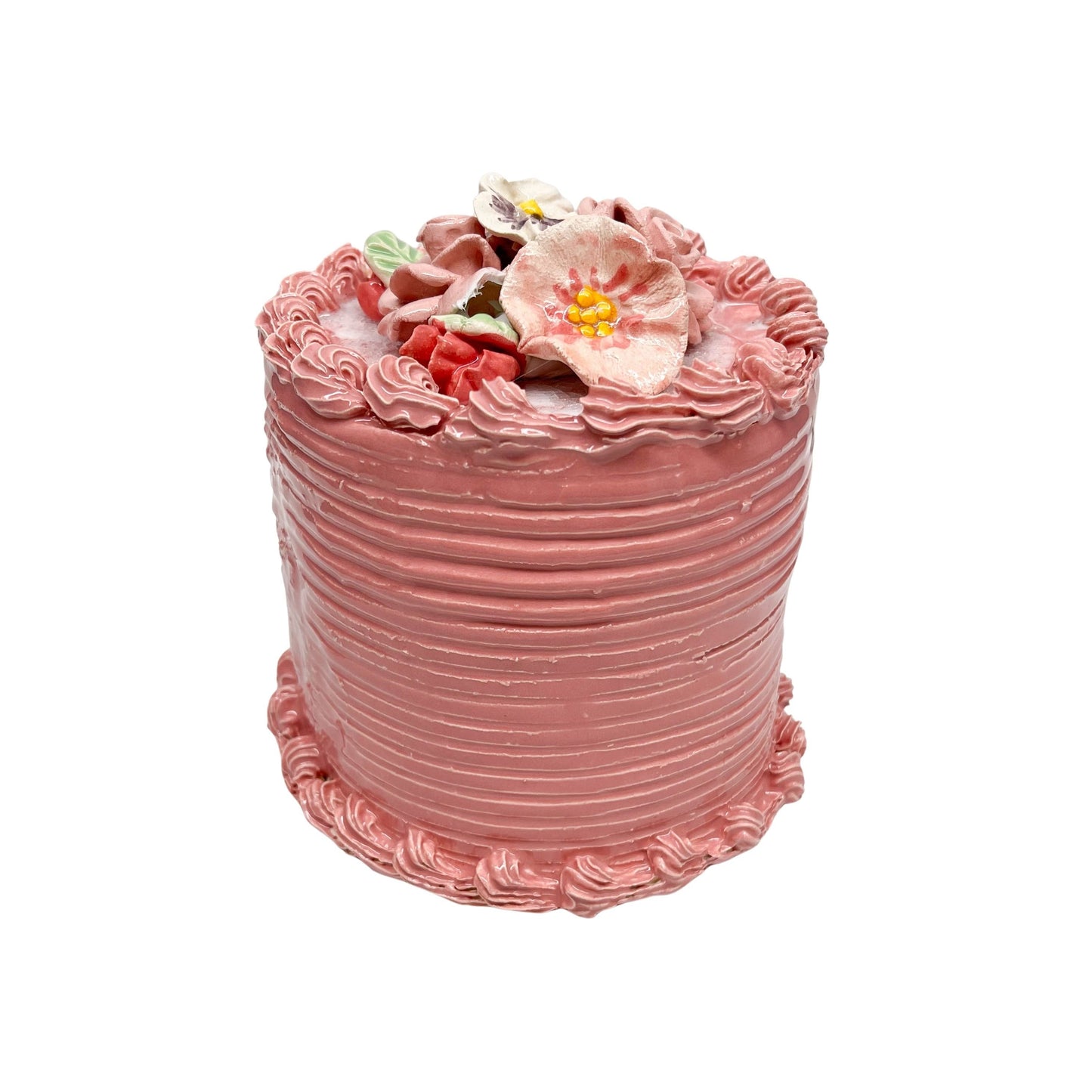 Strawberry Cake With Sugar And Flower Bouquet 3