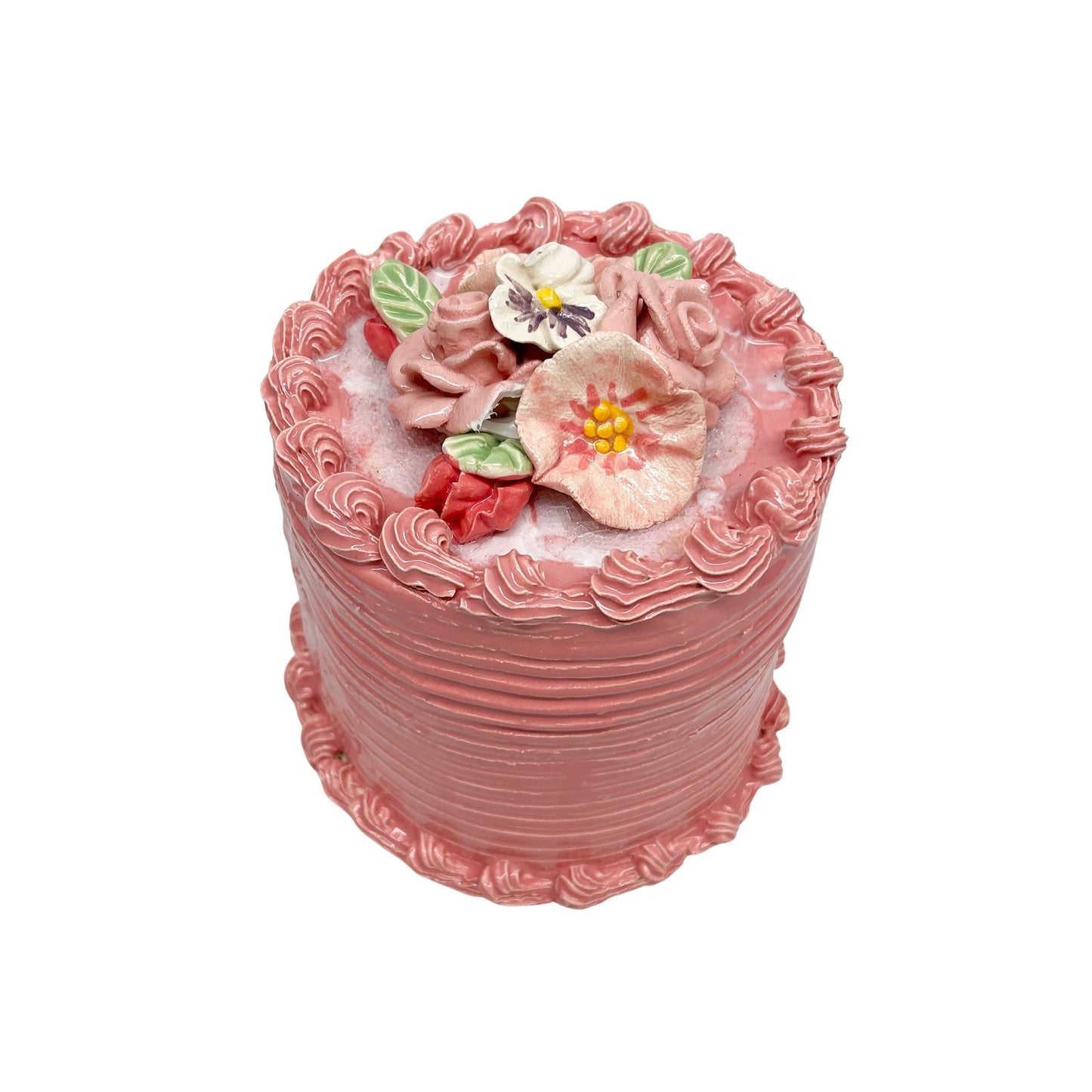 Strawberry Cake With Sugar And Flower Bouquet 3