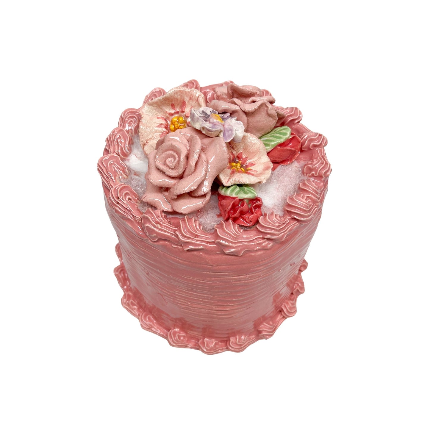 Strawberry Cake With Sugar And Flower Bouquet 5
