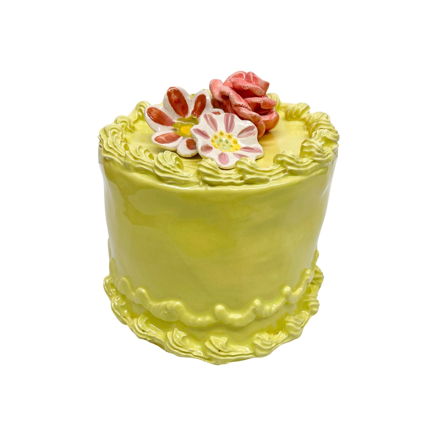 Chartreuse Flower Topped Cake 9