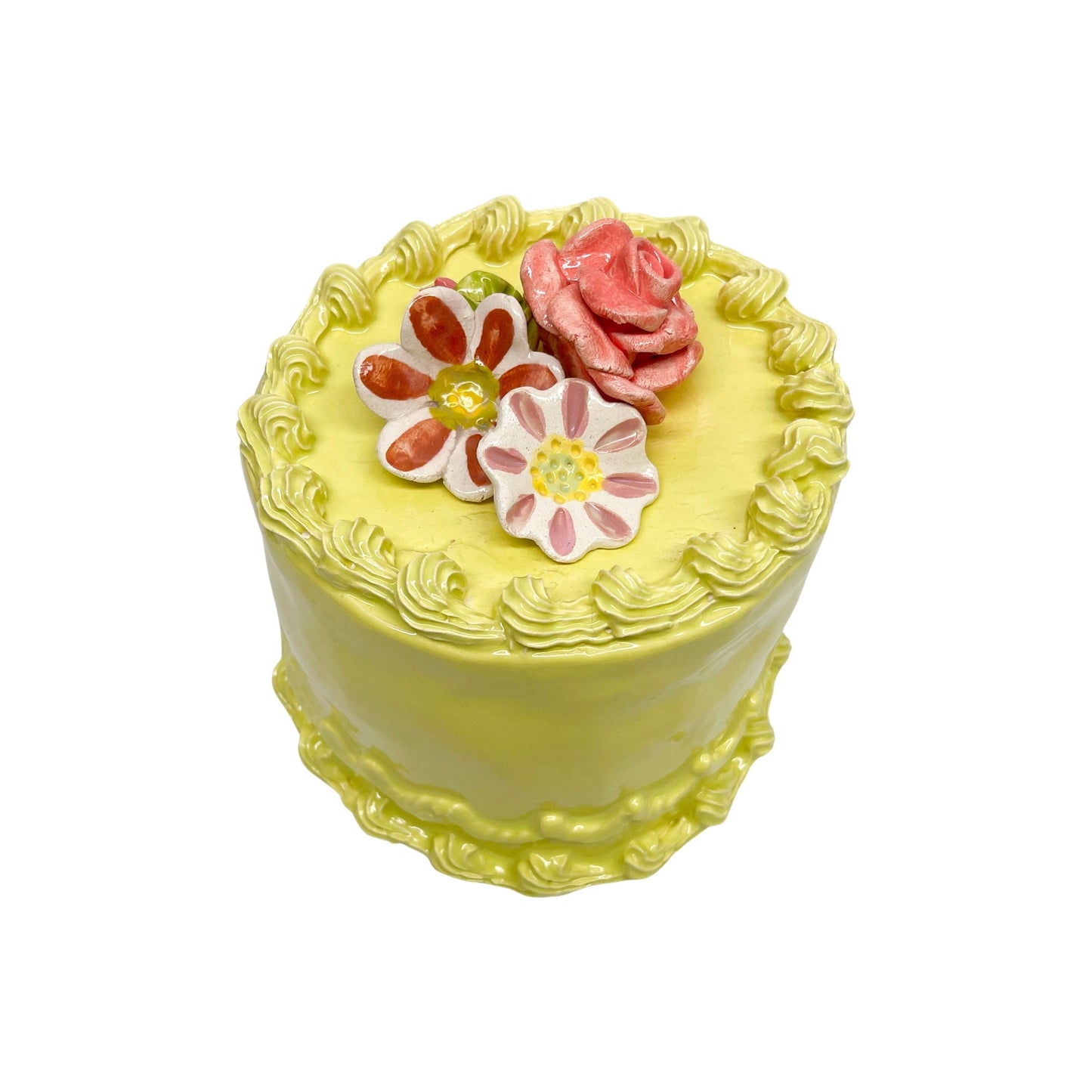 Chartreuse Flower Topped Cake 9