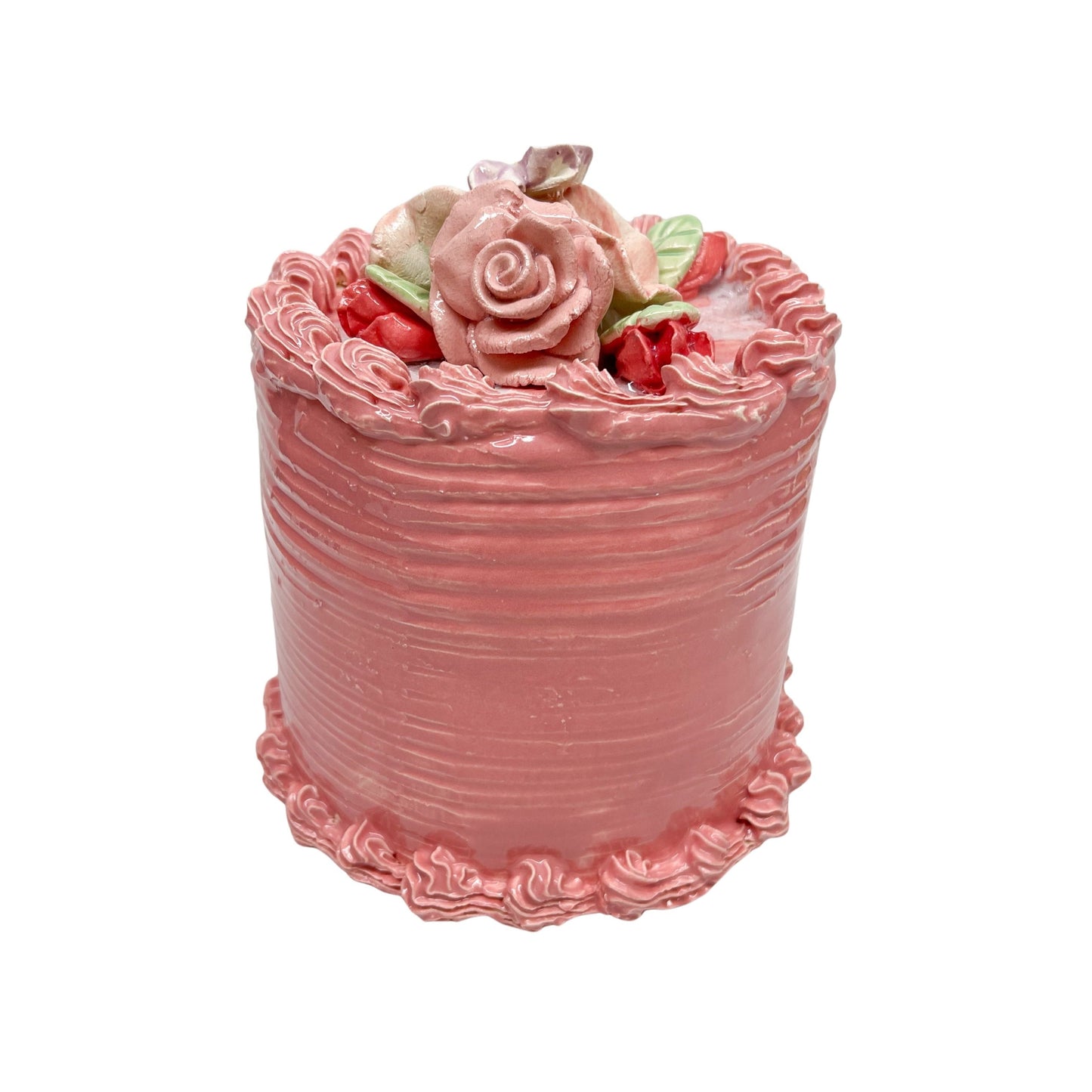 Strawberry Cake With Sugar And Flower Bouquet 1