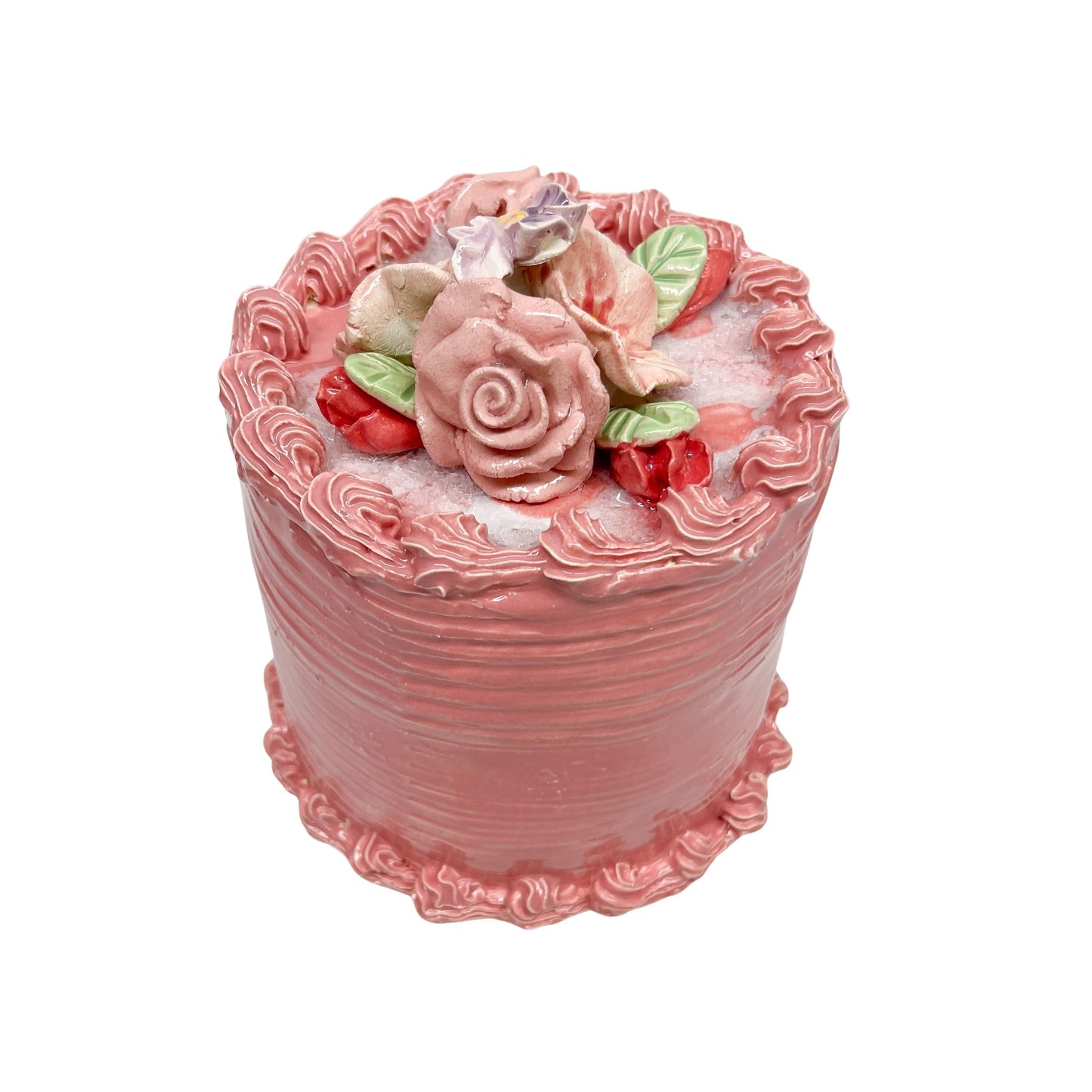 Strawberry Cake With Sugar And Flower Bouquet 1