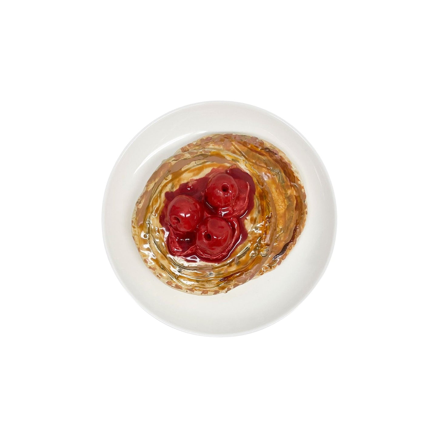 Plated Double Pancake Stack With Cherries 6
