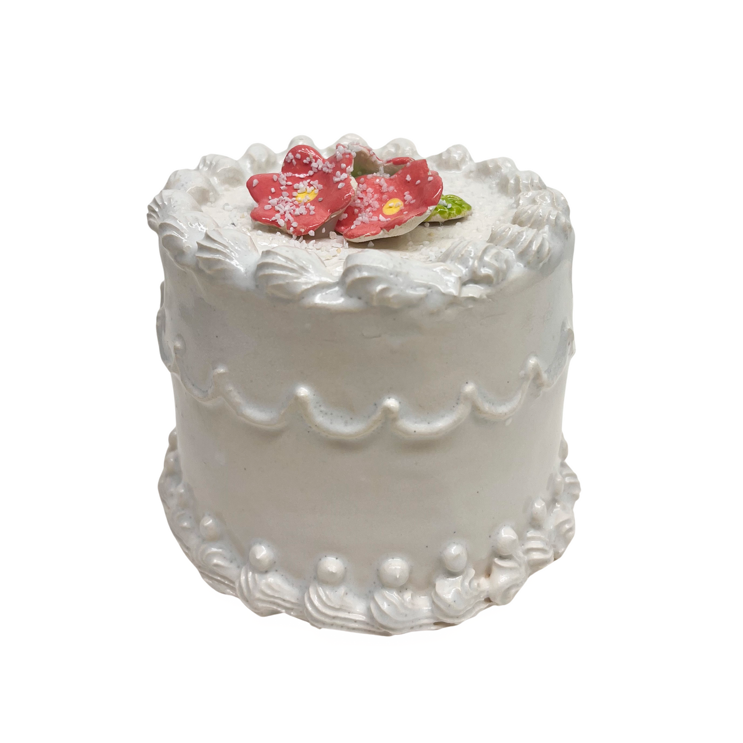 White Cake With Pink Flowers 18