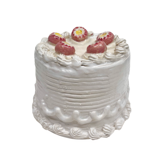 White Cake With Flower Medallions 6