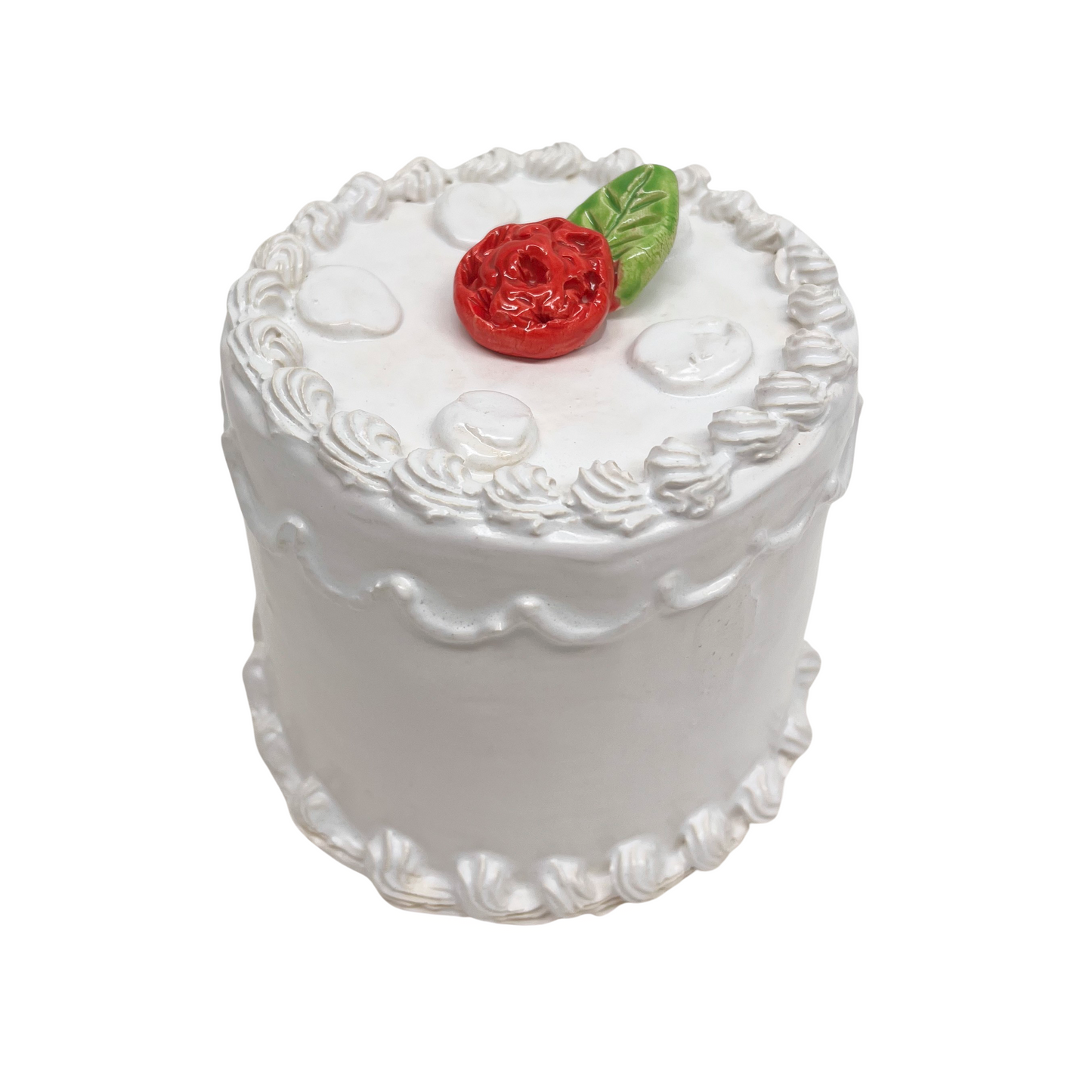 White Cake With Red Flower 17