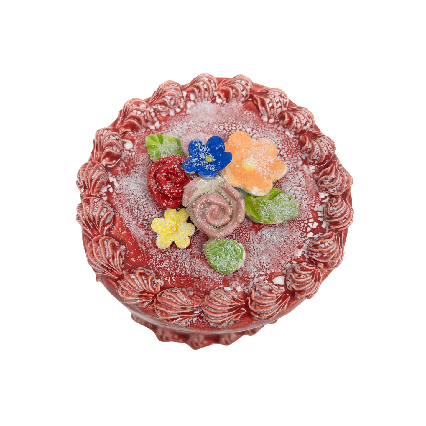 Red Cake With Multi Flowers 22