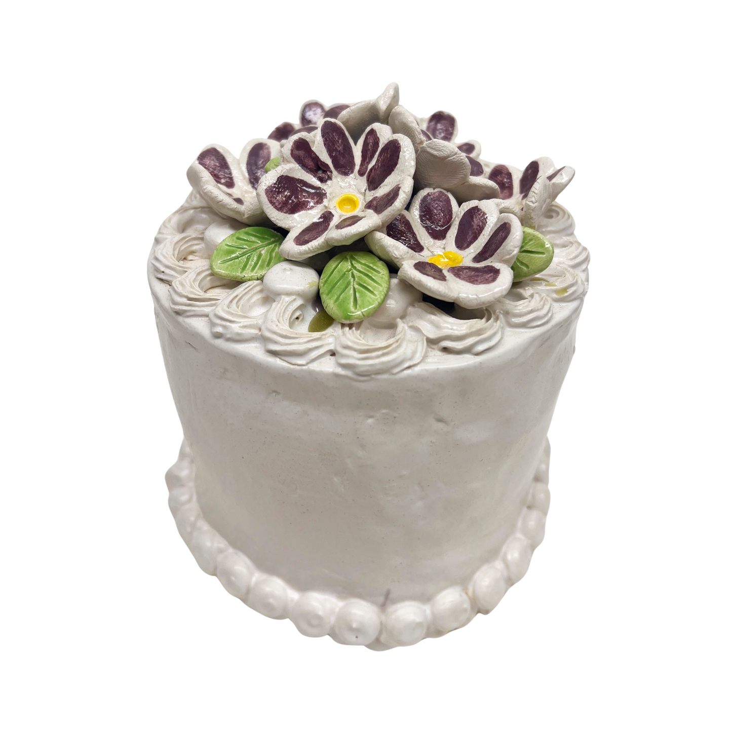 White Cake With Purple Flowers 27