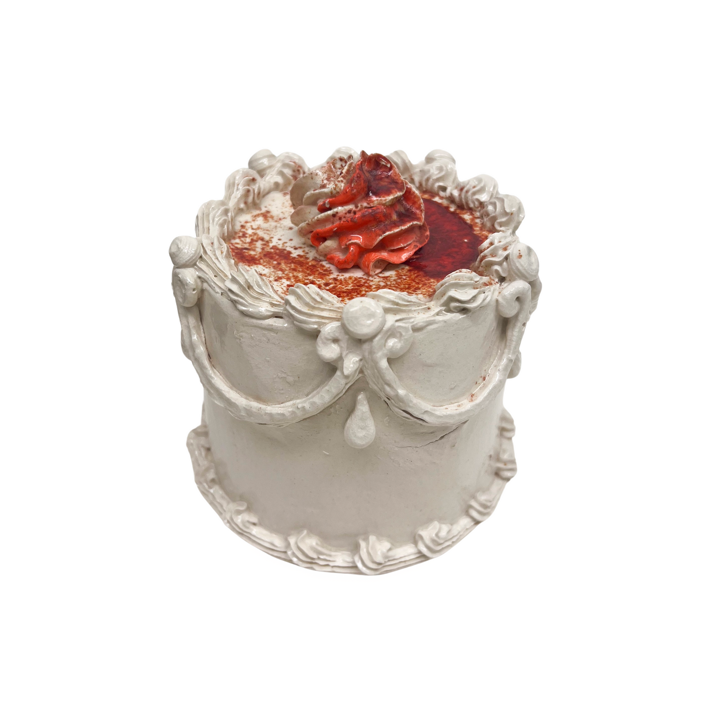 White Medium Cake With Orange Splatter 34