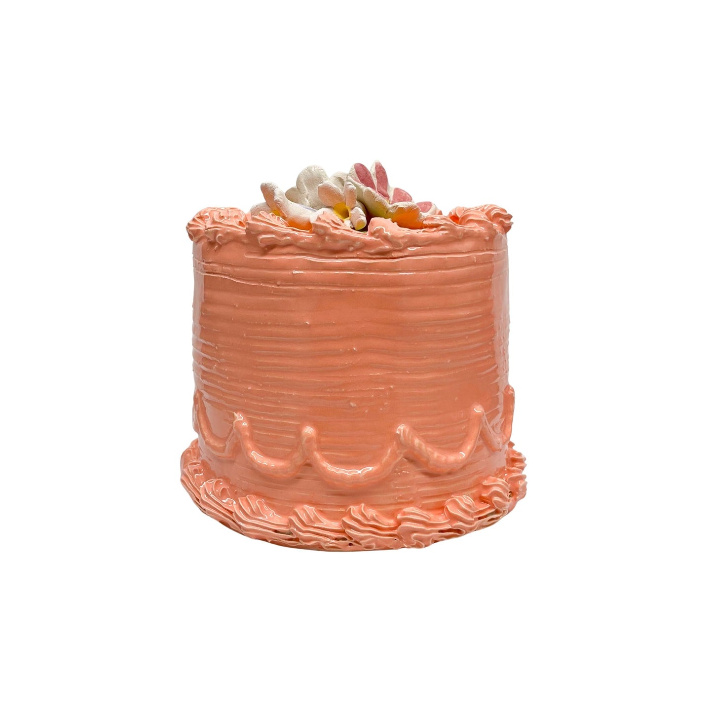Peach Cake With Flowers 5