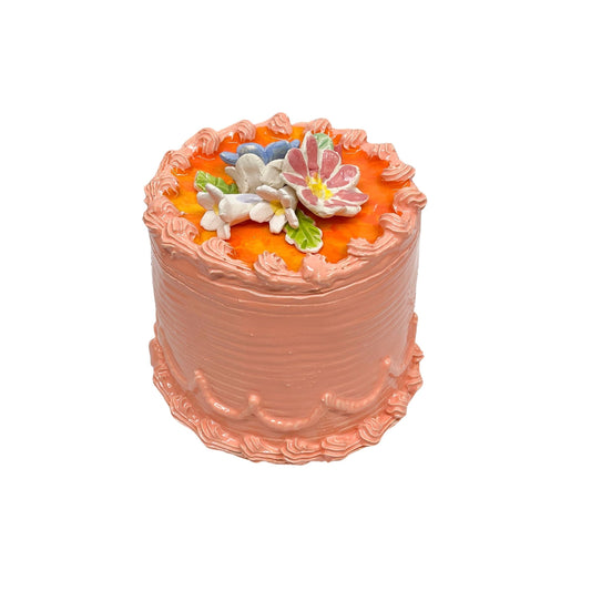 Peach Cake With Flowers 5