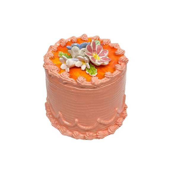 Peach Cake With Flowers 5