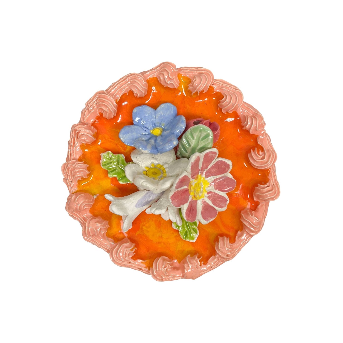 Peach Cake With Flowers 5