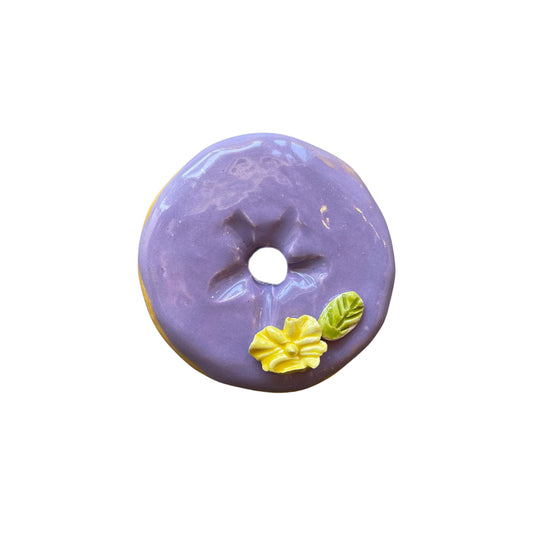 Lavender Donut with Yellow Hibiscus