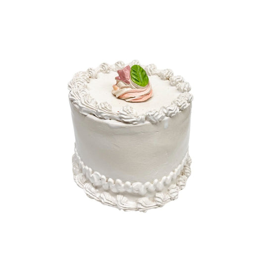 Pink Rosette Topped Vanilla Cake 1