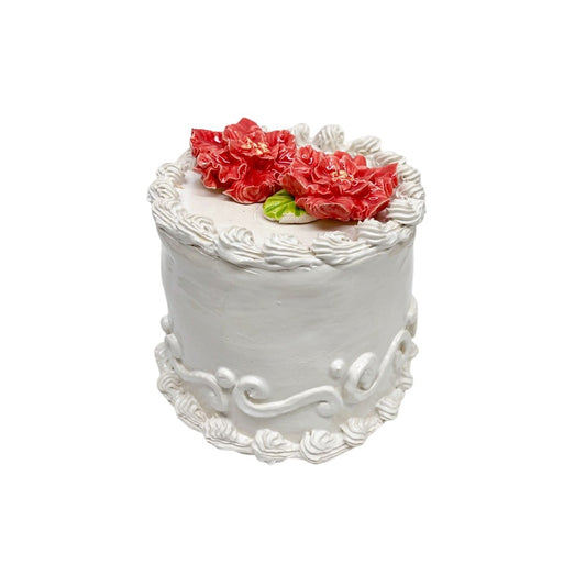 Red Poinsettia Topped Vanilla Cake 3