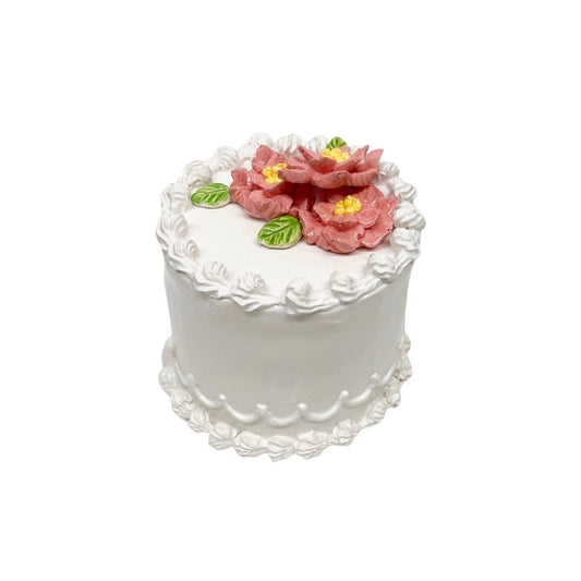 Pink Poinsettia Topped Vanilla Cake 11