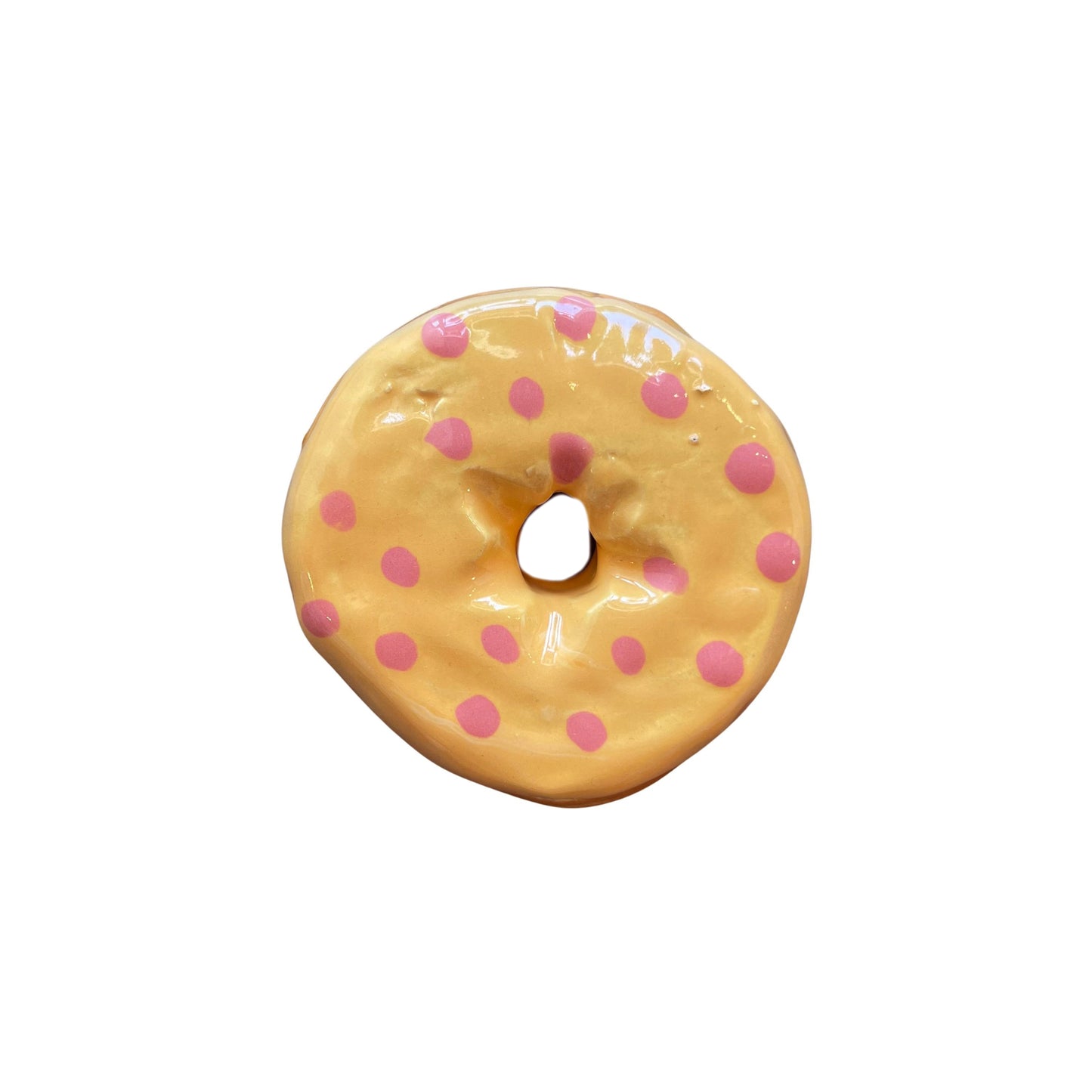 Peach Donut With Pink Dots (Day Old)
