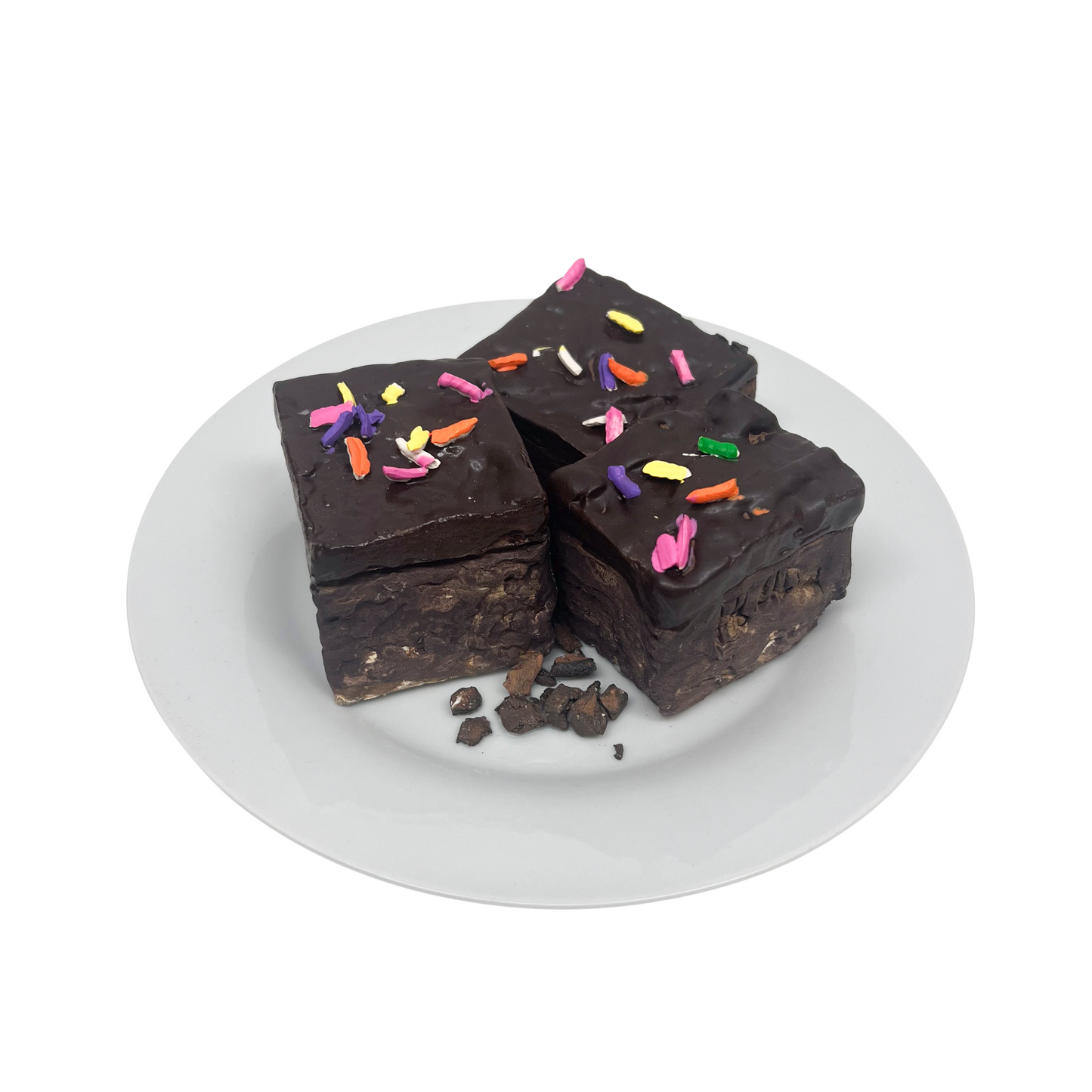 Three Plated Brownies With Sprinkles 7