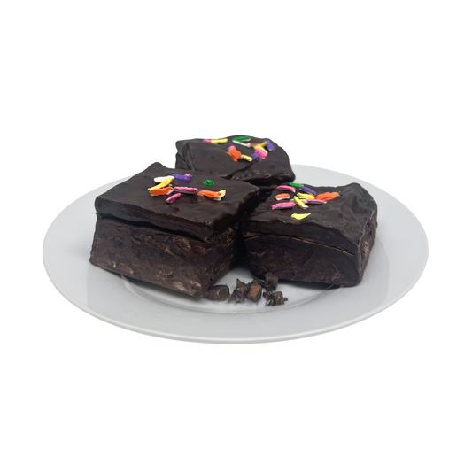 Three Plated Brownies With Sprinkles 8