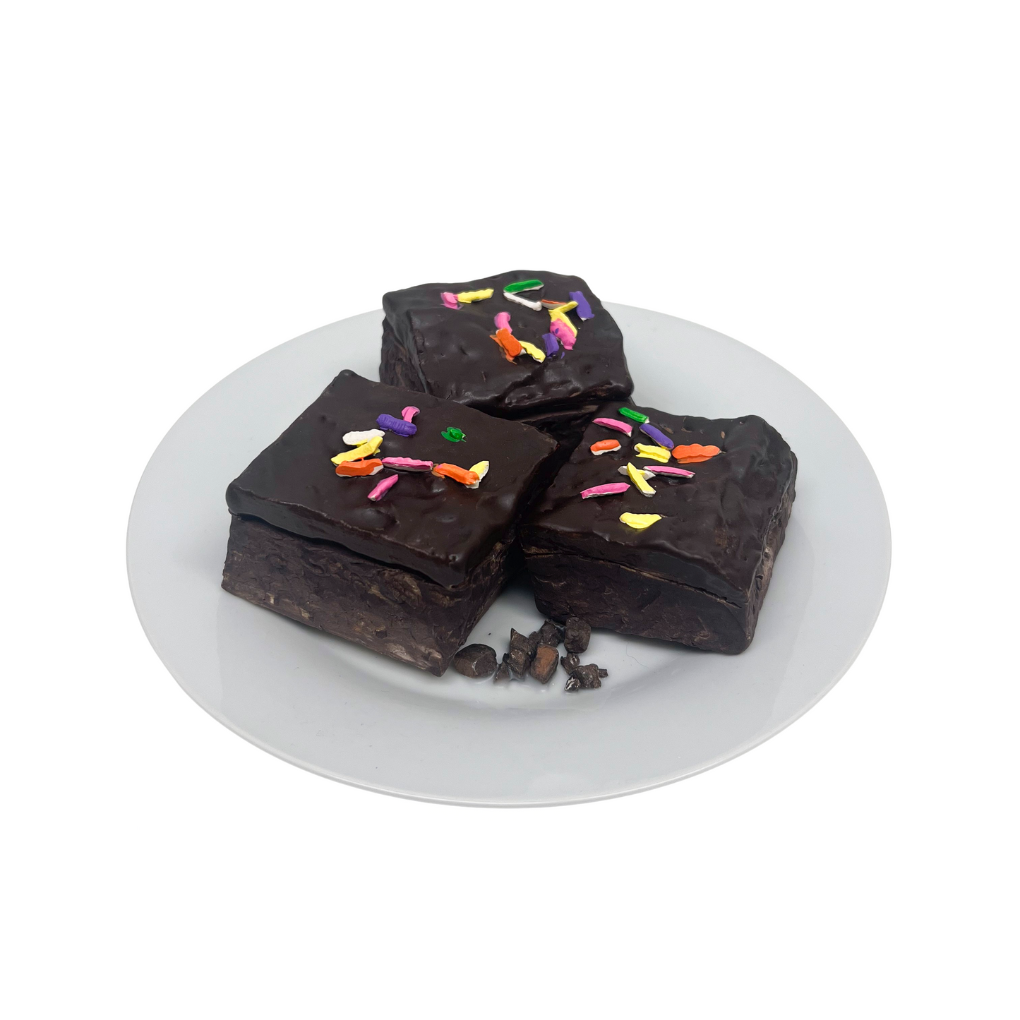 Three Plated Brownies With Sprinkles 8