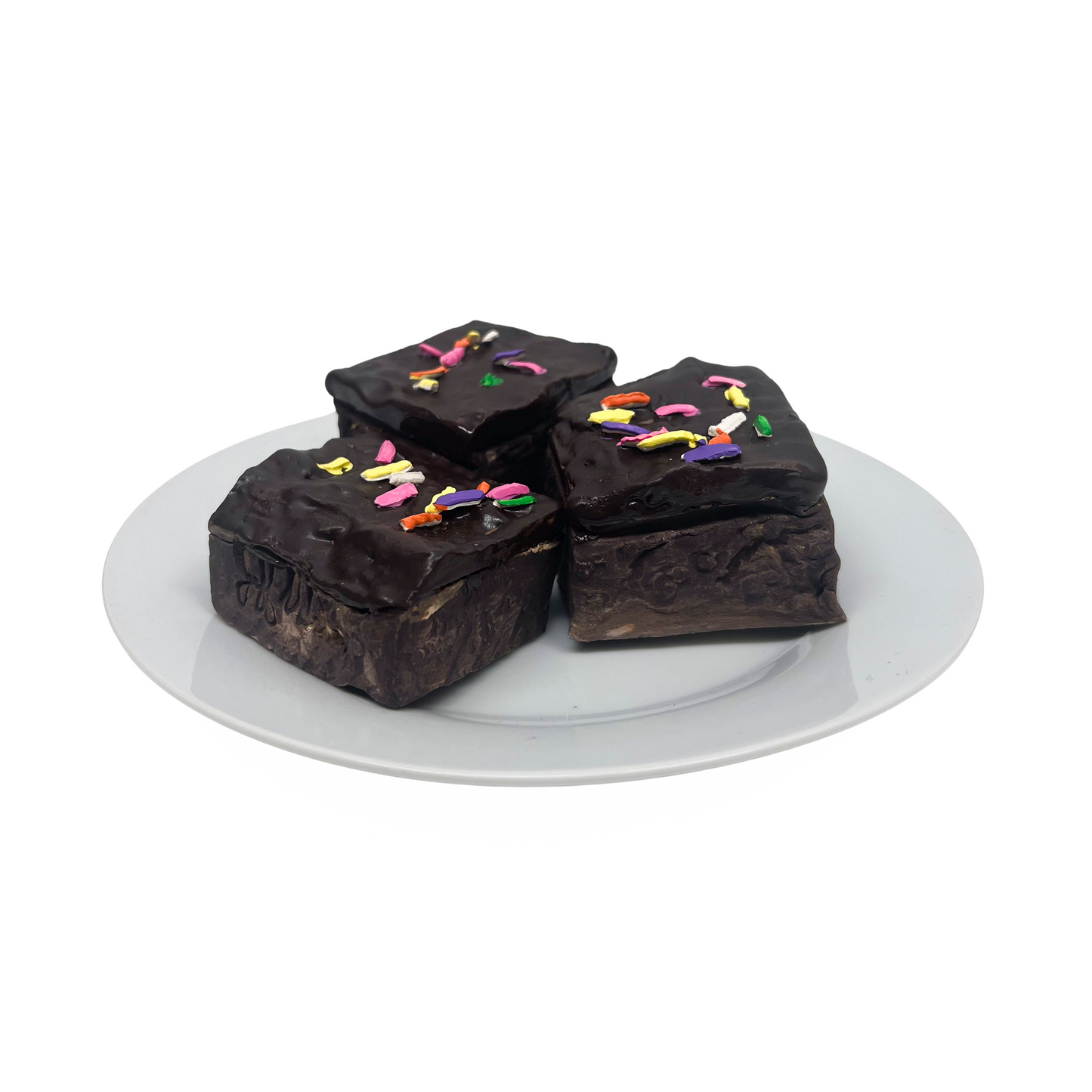 Three Plated Brownies With Sprinkles 8