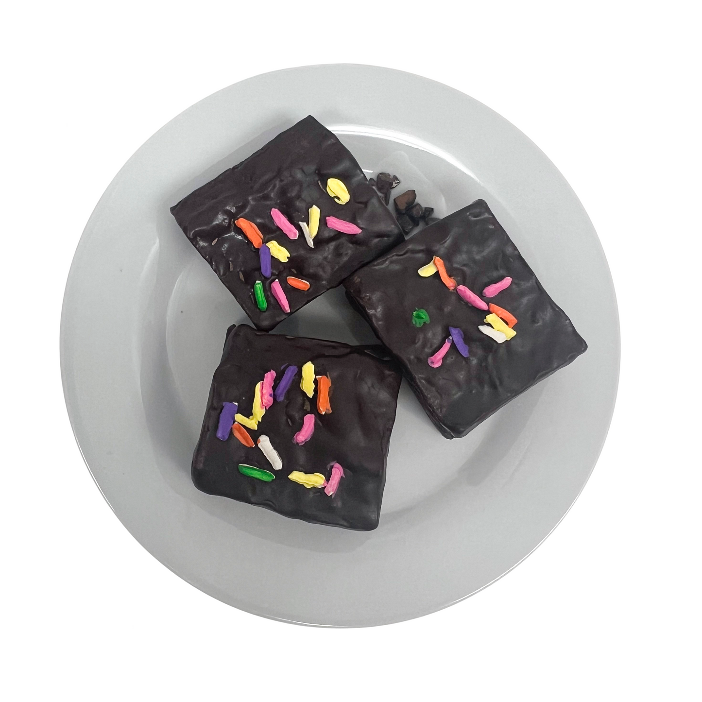 Three Plated Brownies With Sprinkles 8