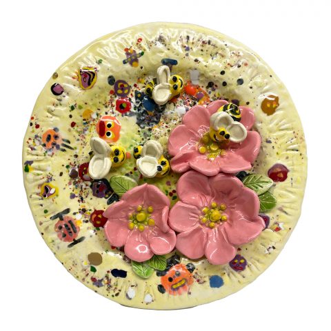 Flower With Bees Plate I