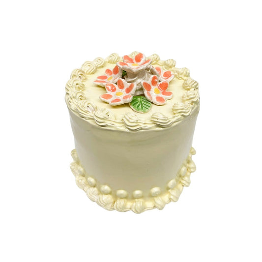 Lemon Cake With Coral Flowers 26