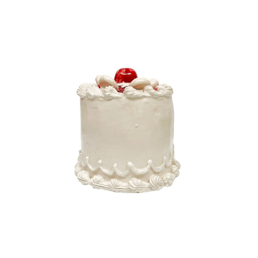 Cherry Topped Petite Vanilla Cake With Medallions 34