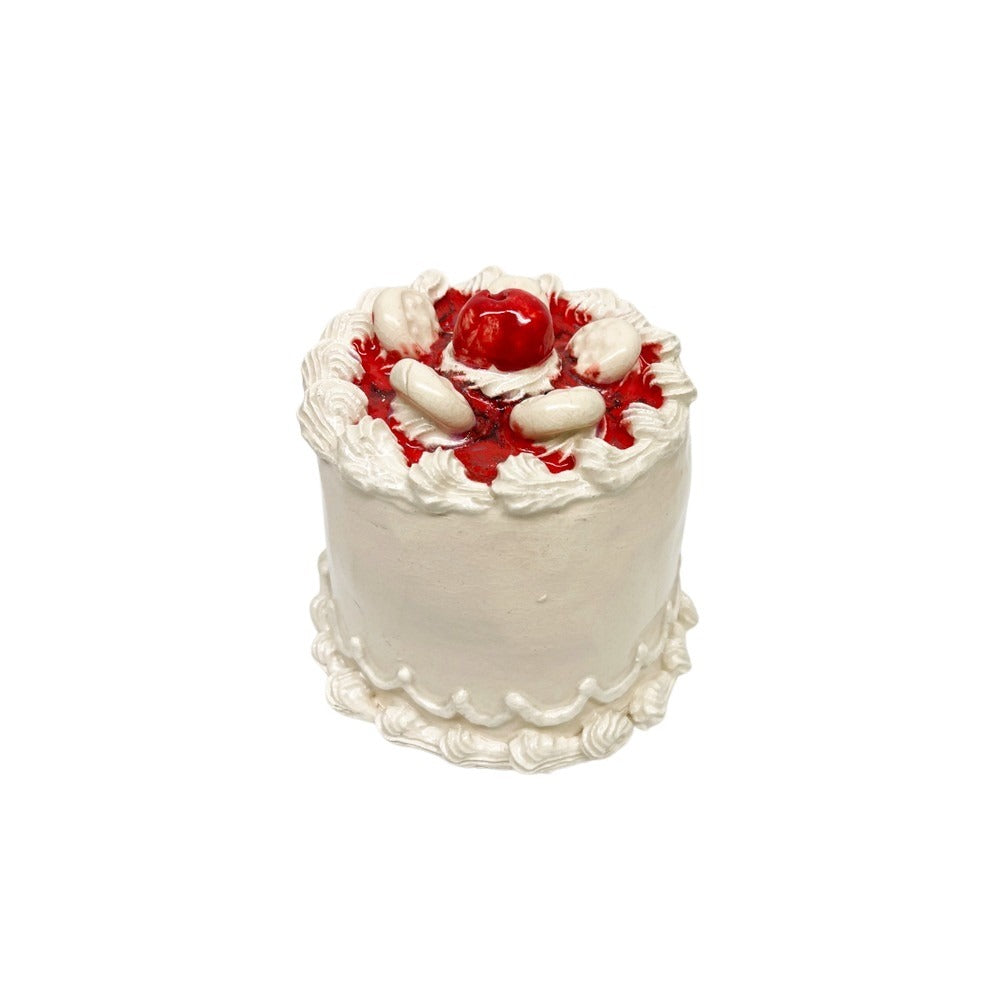 Cherry Topped Petite Vanilla Cake With Medallions 34