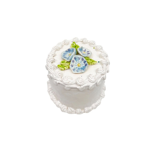 Vanilla Petite Cake With Blue Flowers & Vines 35