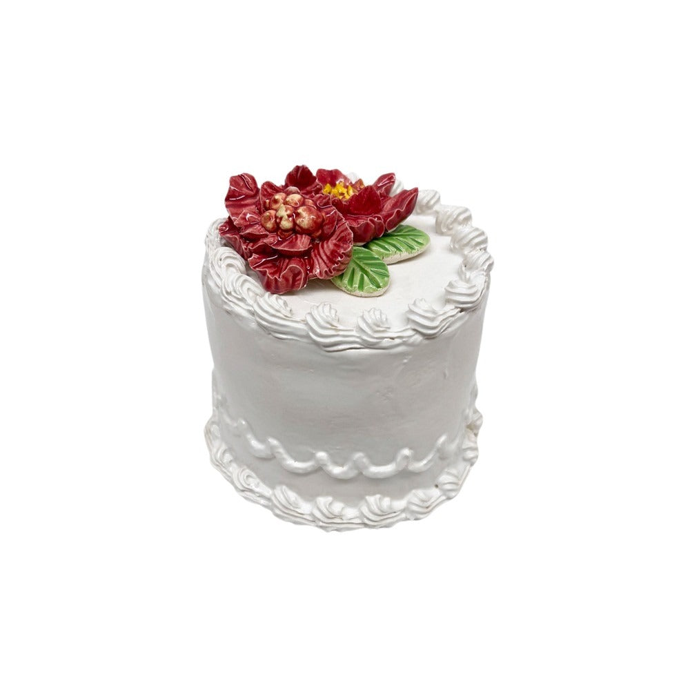 Red Poinsettia Topped Petite Vanilla Cake 34
